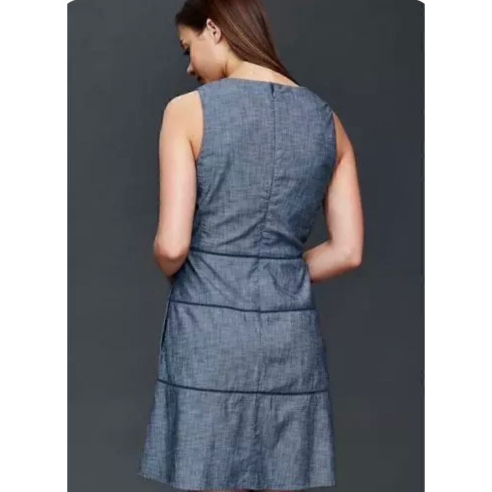 GAP v-neck Chambray Fit & Flair Dress - Picture 4 of 16